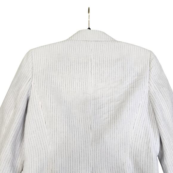 Calvin Klein Womens Blazer Size 6 Two Button White Pin Stripe Career Office Work - Picture 5 of 11